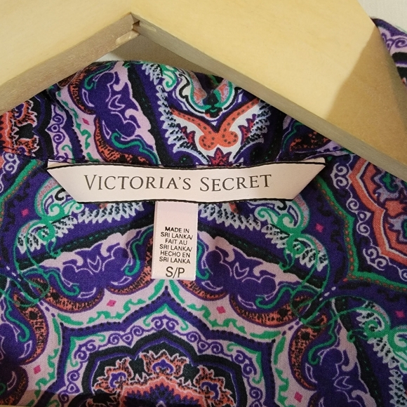 VICTORIA'S SECRET Multicolored Floral Sleepwear Dress Sz S/P LS Collared Modal - Picture 10 of 12